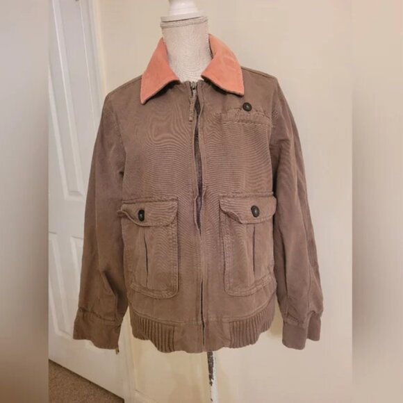 Free People Harley Utility Relaxed Slouchy Oversized Denim Bomber Jacket size L - Picture 5 of 9